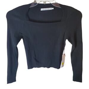 Stitches & Stripes Justine Fitted Crop Pullover Sweater, Black, NWT